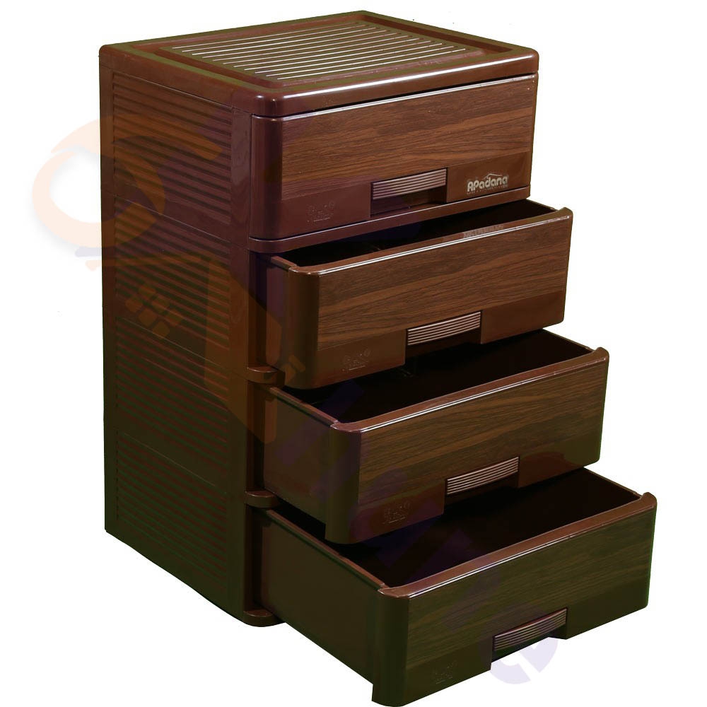 دراور پلاستیکی 4 کشو بزرگ طرح چوب آپادانا کد 243
