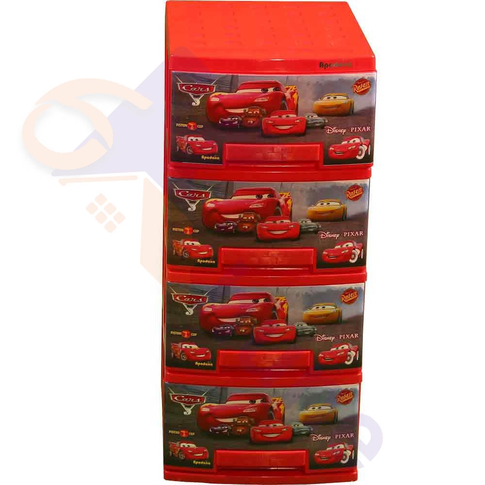دراور پلاستیکی 4 کشو باریک طرح کودک مک کویین آپادانا کد 255