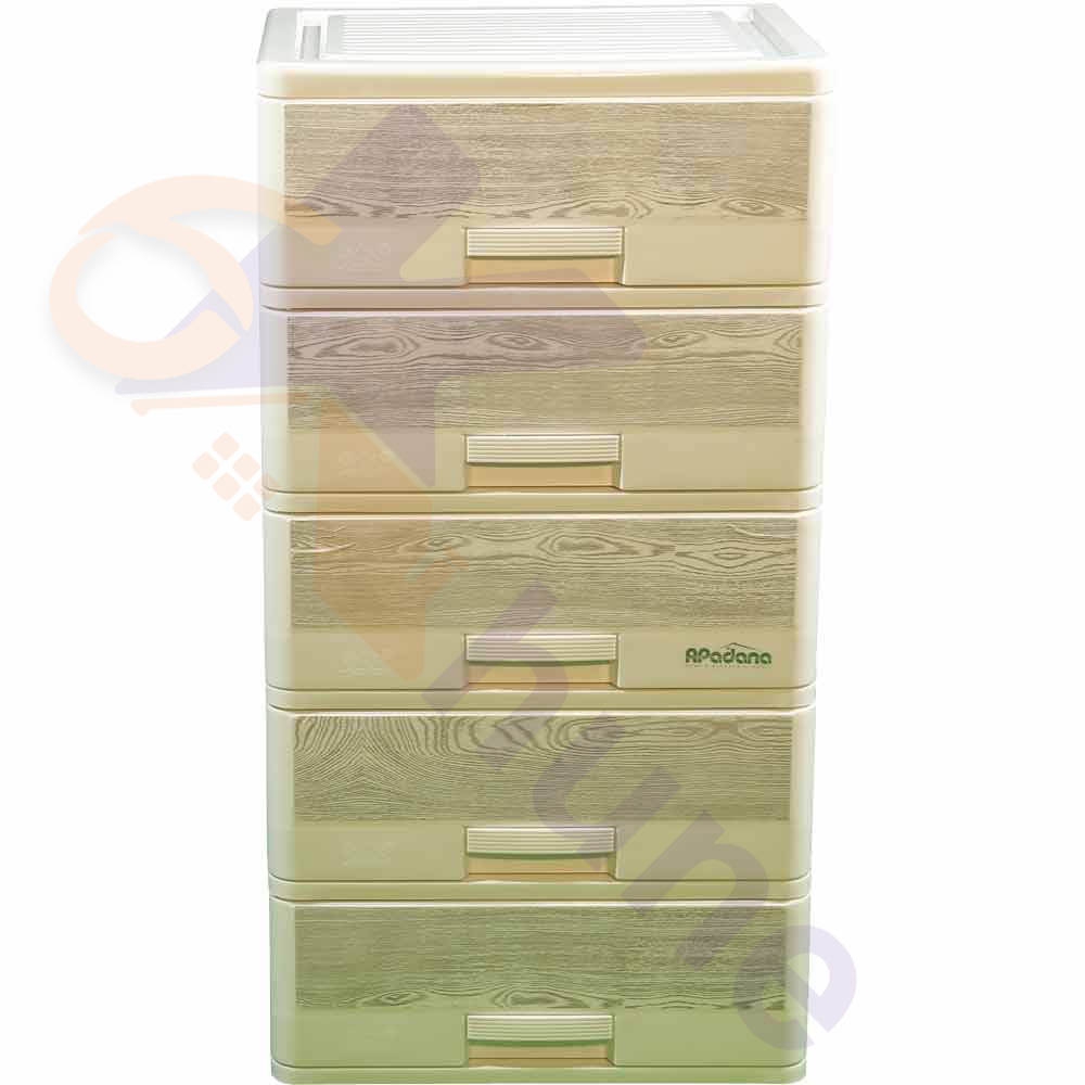 دراور پلاستیکی 5 کشو بزرگ طرح چوب آپادانا کد 241