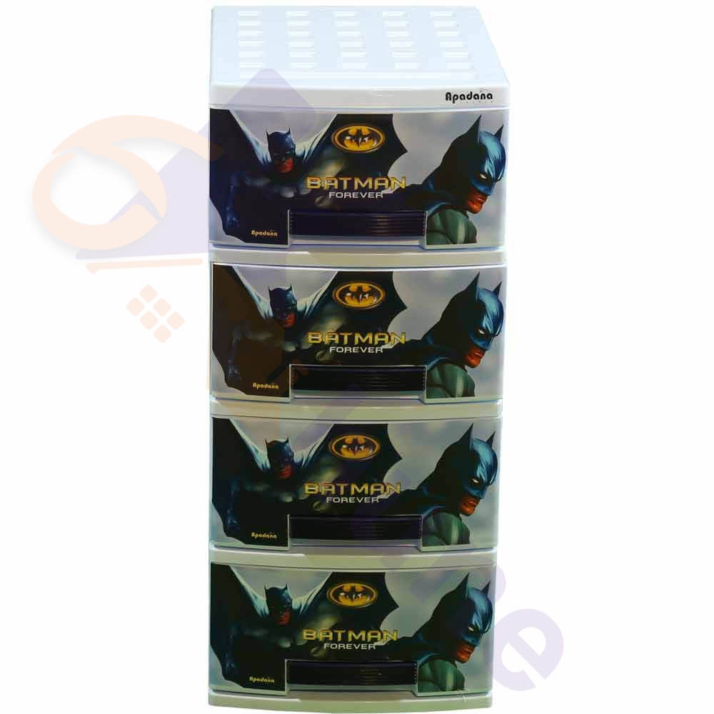 دراور پلاستیکی 4 کشو باریک طرح کودک بتمن آپادانا کد 256
