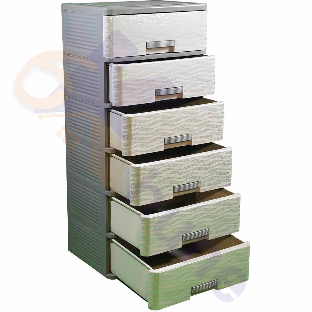 دراور پلاستیکی 6 کشو بزرگ طرح موج آپادانا کد 423