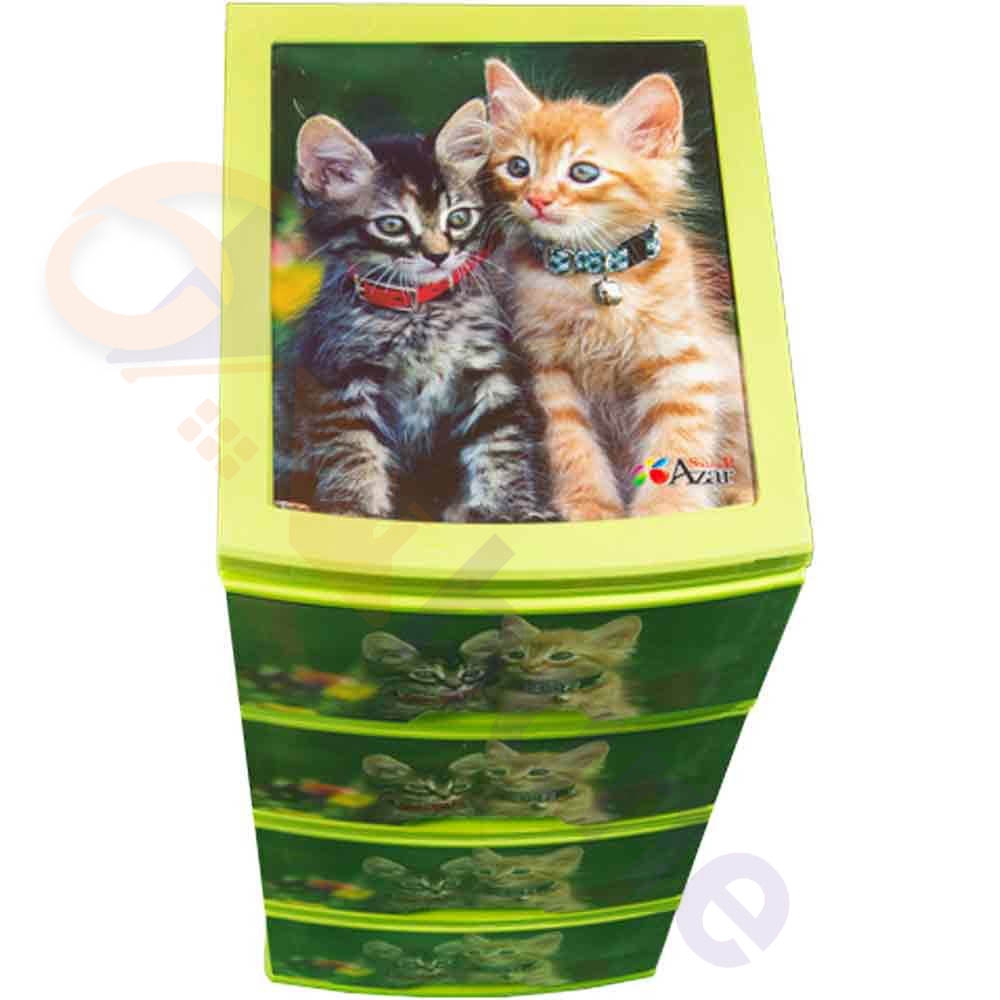 دراور پلاستیکی 4 کشو آذر طرح گربه کد 382