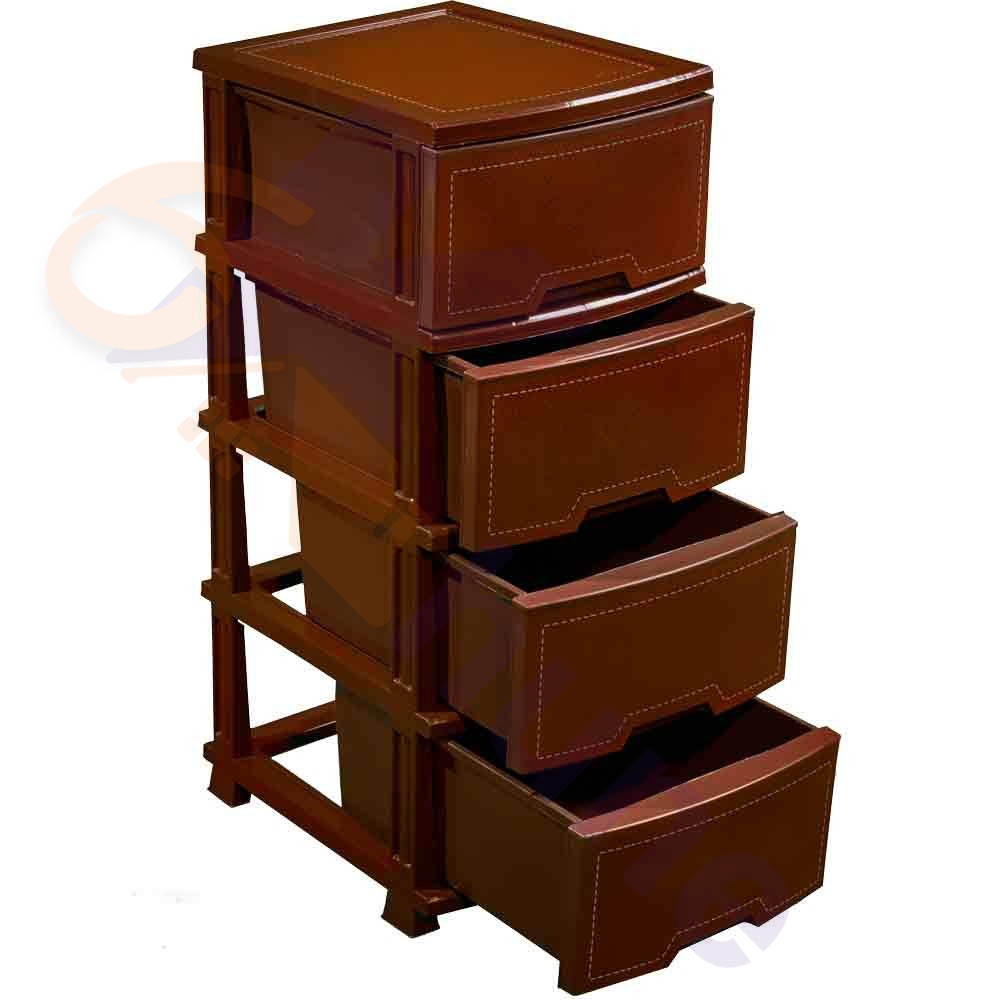 دراور پلاستیکی 4 کشو آذر طرح چرم کد 373