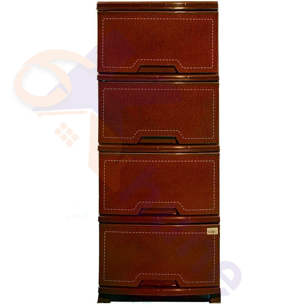 دراور پلاستیکی 4 کشو آذر طرح چرم کد 373