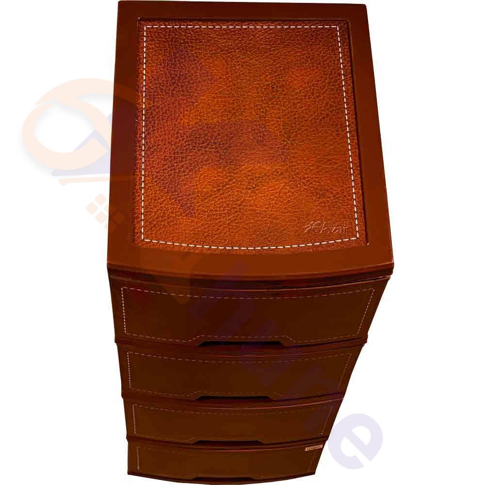 دراور پلاستیکی 4 کشو آذر طرح چرم کد 373