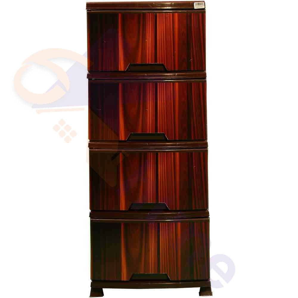 دراور پلاستیکی 4 کشو آذر طرح چوب کد 374