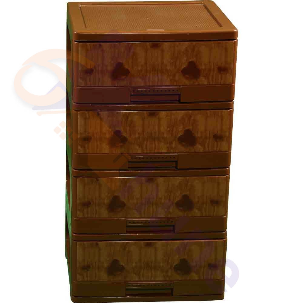 دراور پلاستیکی 4 کشو متوسط طرح چوب هوم کت کد 298