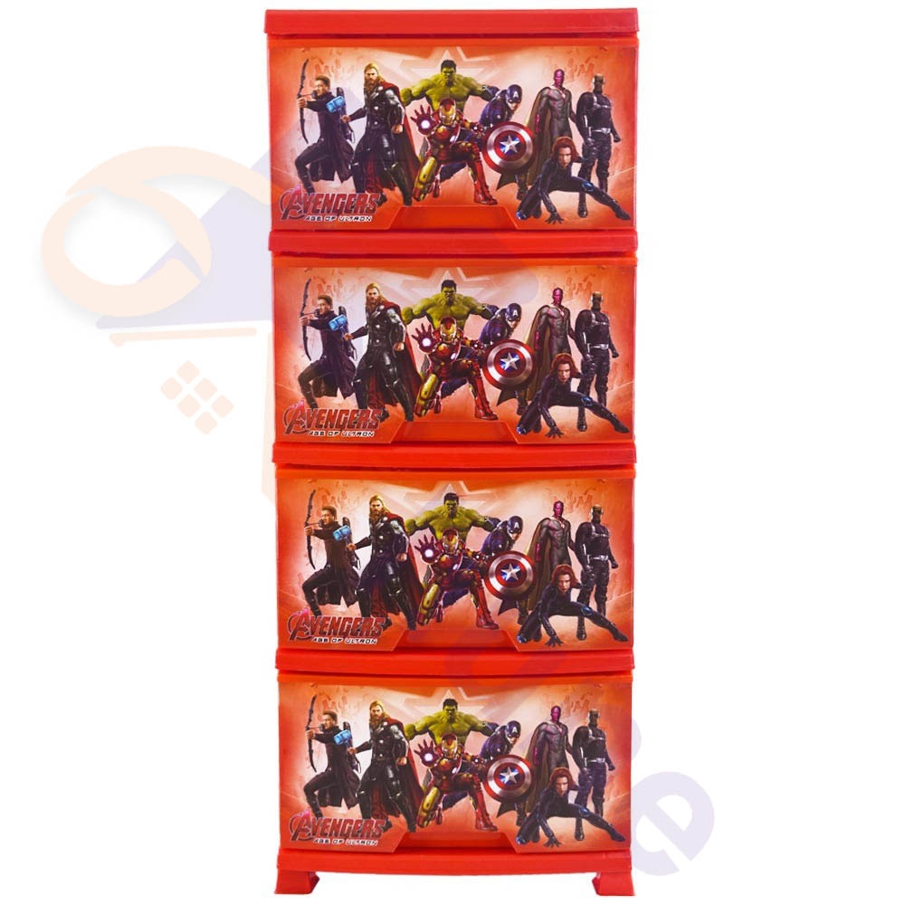 دراور پلاستیکی 4 کشو باریک آذر طرح انتقام جویان کد 551