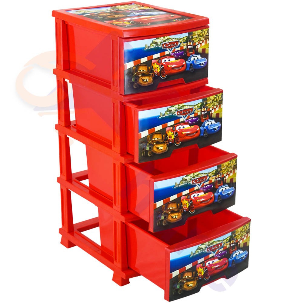 دراور پلاستیکی 4 کشو باریک آذر طرح مک کویین کد 553