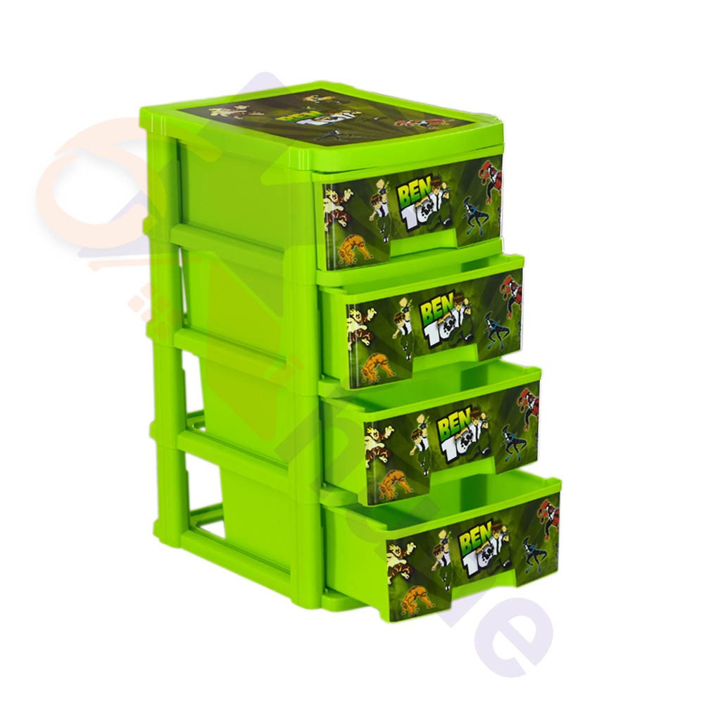 دراور پلاستیکی مینی 4 کشو سایز آ4  طرح بن تن کد 560