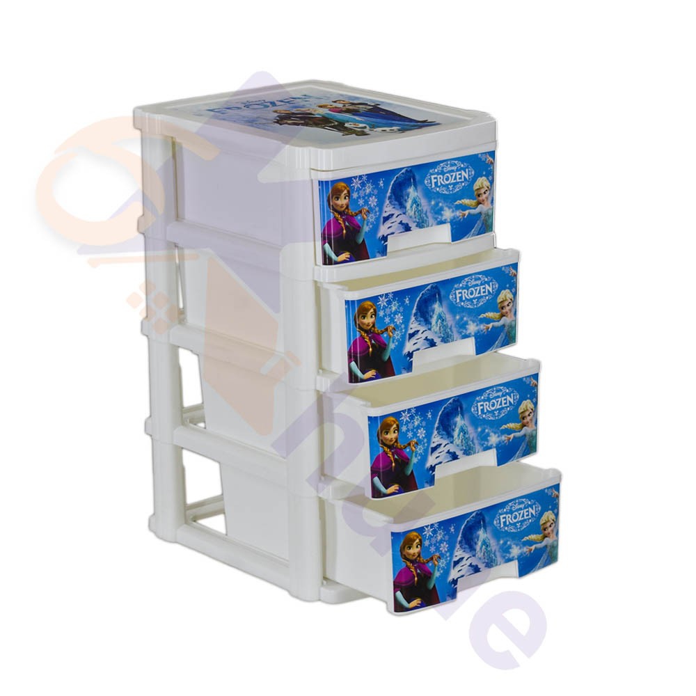 دراور پلاستیکی مینی 4 کشو سایز آ4  طرح فروزن کد 561