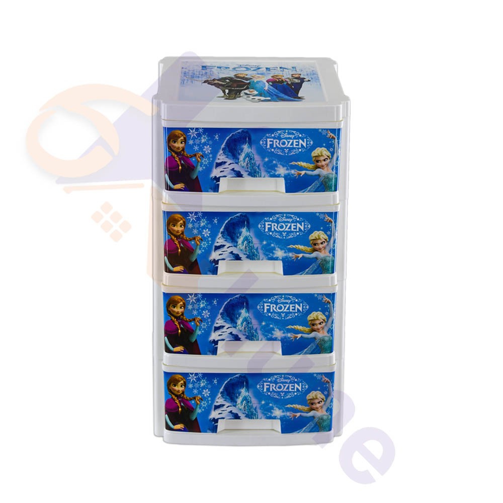 دراور پلاستیکی مینی 4 کشو سایز آ4  طرح فروزن کد 561