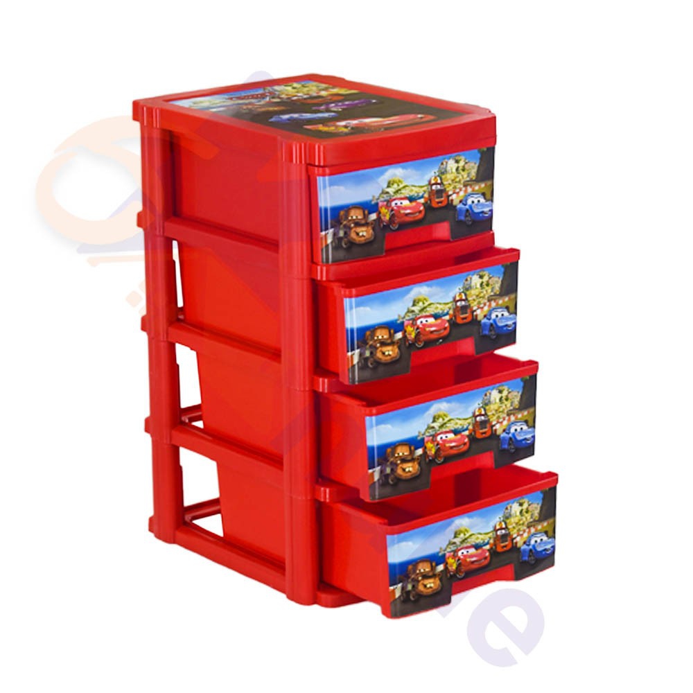 دراور پلاستیکی مینی 4 کشو سایز آ4  طرح مک کویین کد 562