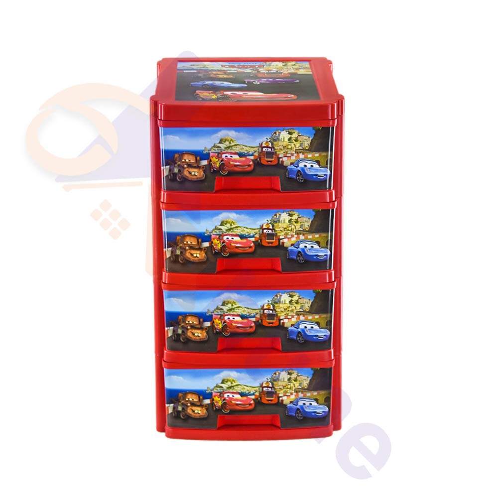 دراور پلاستیکی مینی 4 کشو سایز آ4  طرح مک کویین کد 562