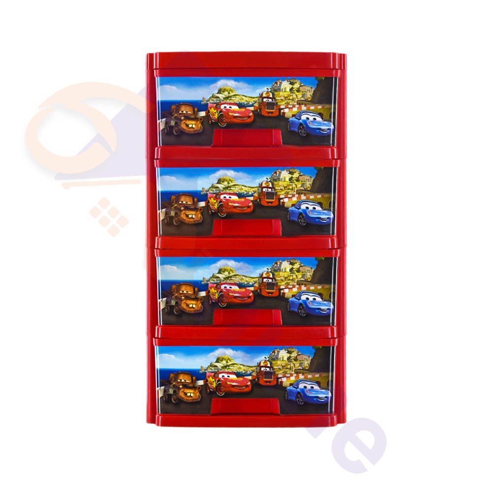 دراور پلاستیکی مینی 4 کشو سایز آ4  طرح مک کویین کد 562